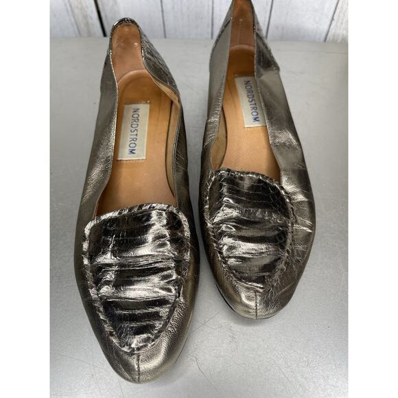 Nordstrom Women's Shoes Flats Gold Leather Metallic Size 10 - Picture 1 of 6